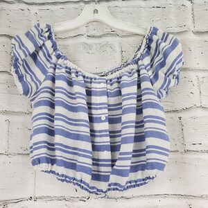 Swell striped short sleeve crop top shirt